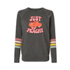 Just Peachy Ladies Striped Sleeve Crewneck