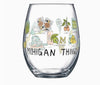 Michigan Things Wine Glass